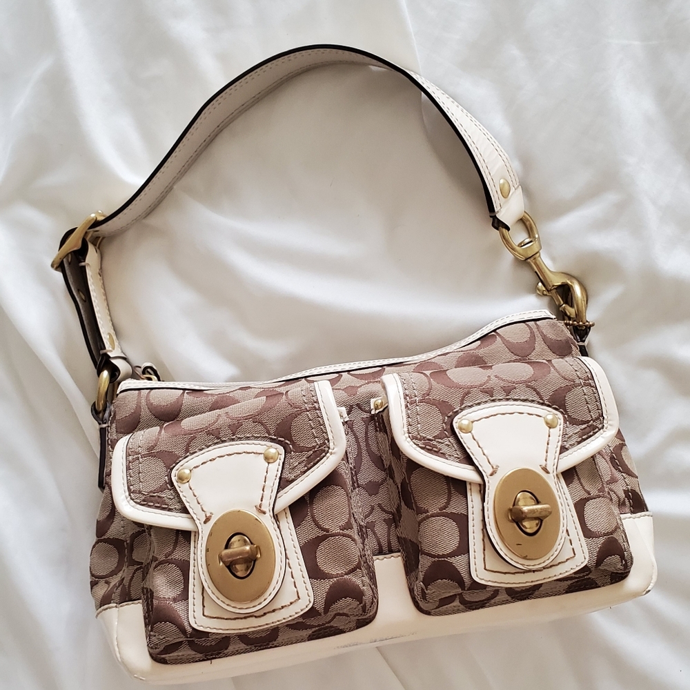 COACH LEGACY F12689 Khaki/white shoulder bag